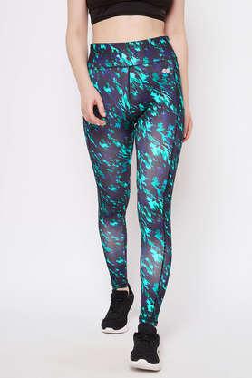 Buy CLOVIA Green High Rise Printed Active Tights in Seafoam Green with Side  Pockets