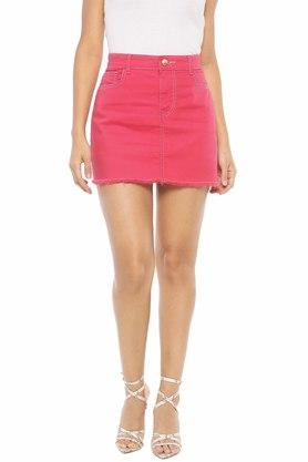 Buy IS.U Womens Pink Denim Skirt Shoppers Stop