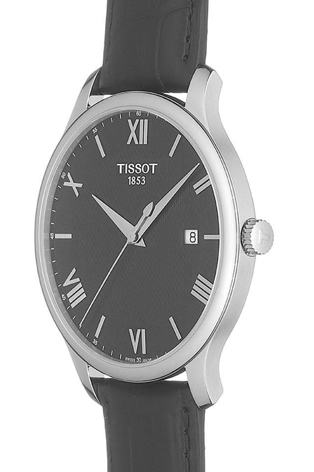 Buy TISSOT Mens Black Dial Leather Analogue Watch T0636101605800