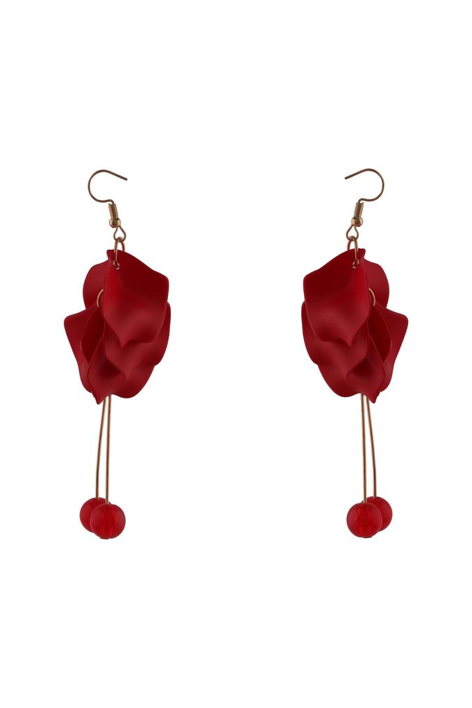 Red rose stud earrings in sterling silver – Zehrai