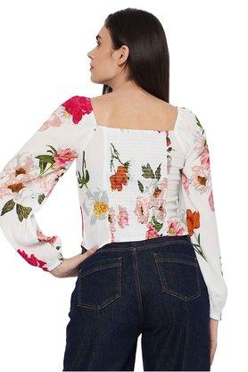 Buy VERO MODA White Printed Viscose Square Women Tops Shoppers Stop