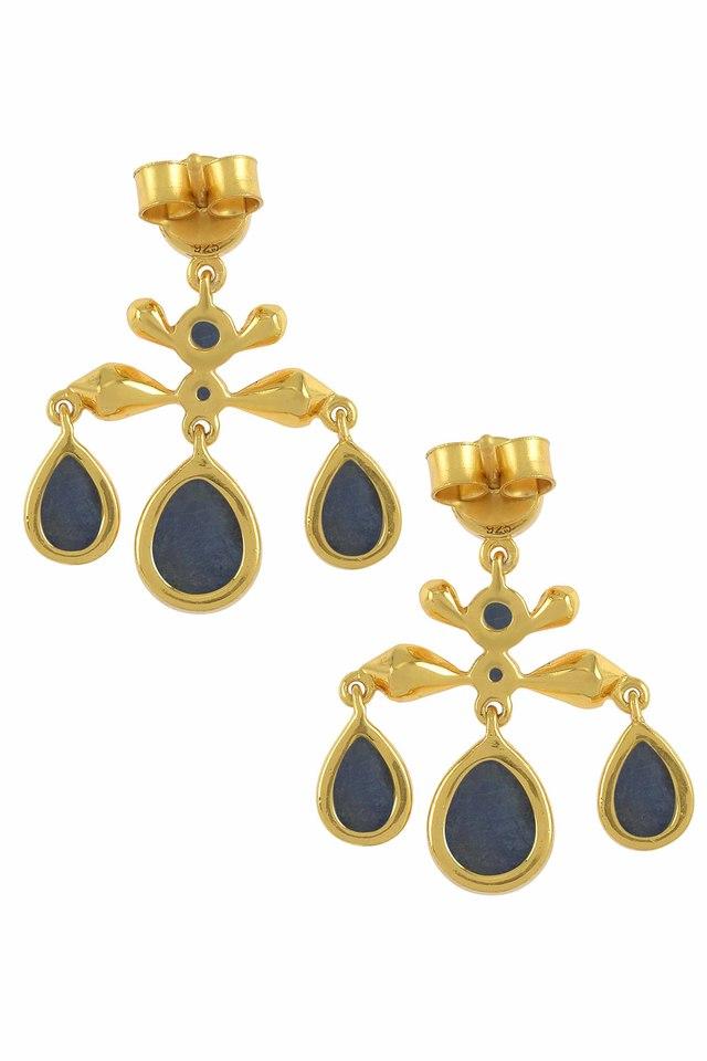 Heart diamond Stud Teardrop Sapphire Earring In 18K Yellow Gold |  Fascinating Diamonds