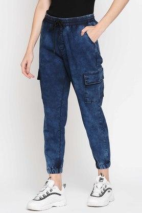 Buy RECAP Midnight Solid Denim Regular Fit Womens Joggers