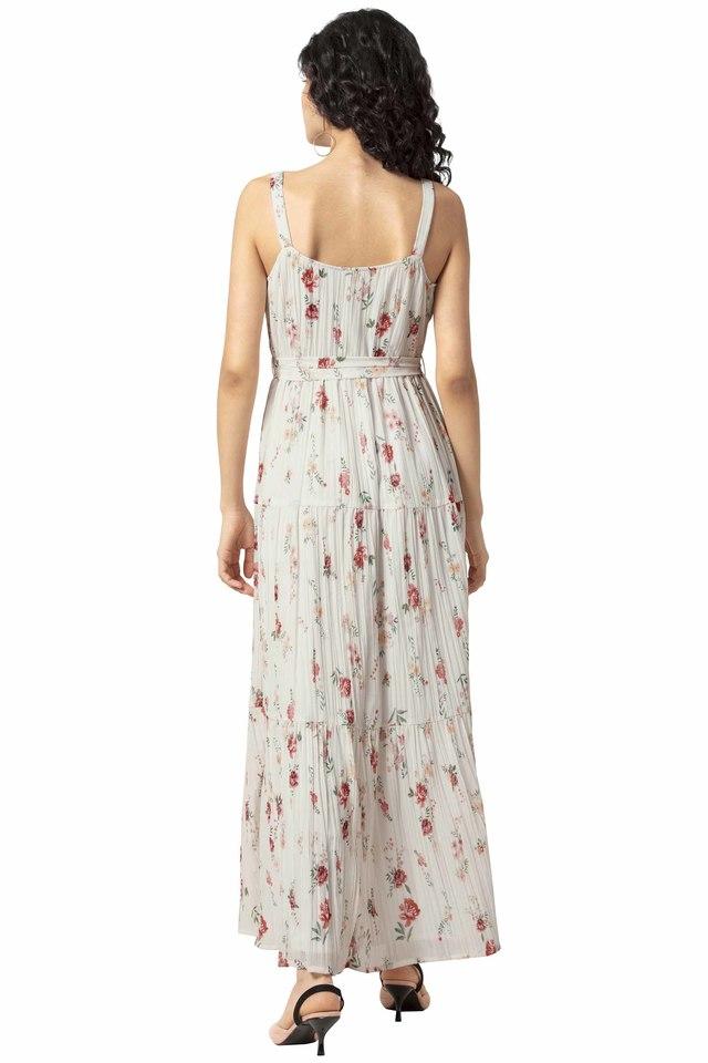 Buy FABALLEY White Womens White Floral Belted Strappy Maxi Dress