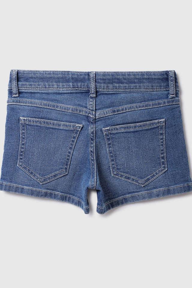 United Colors Of Benetton Baby-Mädchen Shorts - Baumwoll-Chambray Mit Rüschen