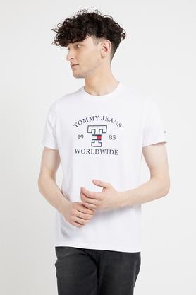 Buy TOMMY HILFIGER White Solid Cotton Polo Men's T-Shirt