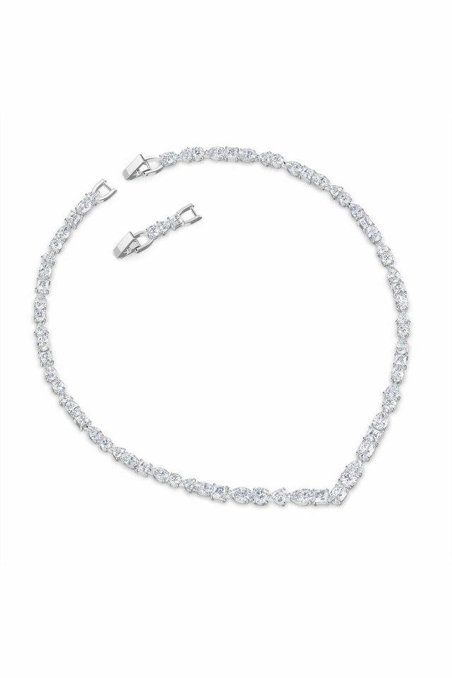 Swarovski Crystal and Zirconia Mesmera Rhodium-Plated White Tennis Necklace  and Drop Earrings Set | REEDS Jewelers