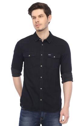 Buy TOMMY HILFIGER Blue Mens 2 Pocket Solid Casual Shirt