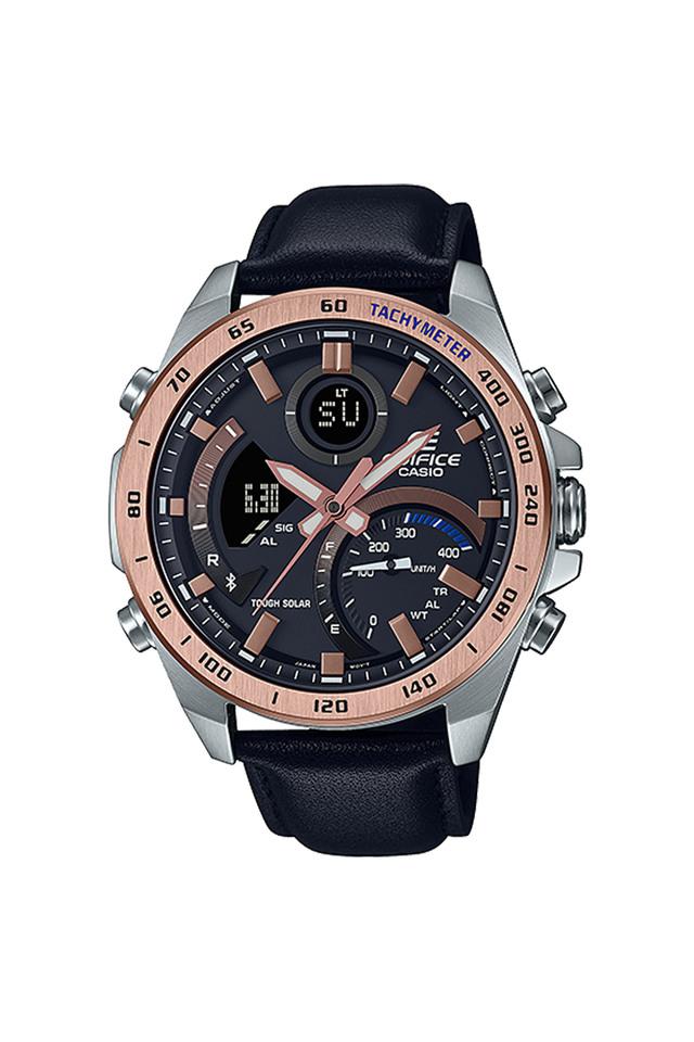 Buy CASIO Mens 48 mm Edifice Rose Gold Dial Leather Analog Digital Watch EX531 Shoppers Stop