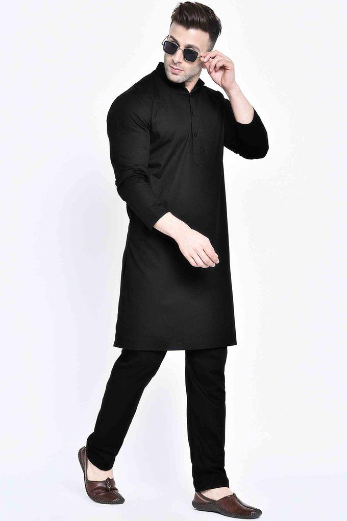 Buy HANGUP Black Solid Polyester Blend Mandarin Neck Men s