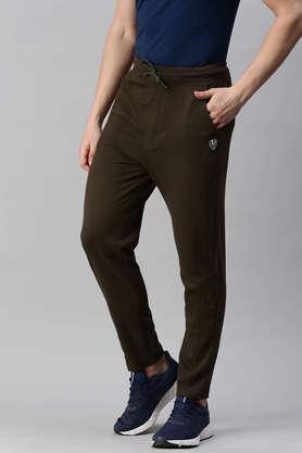 Solid Cotton Blend Slim Fit Men's Track Pants