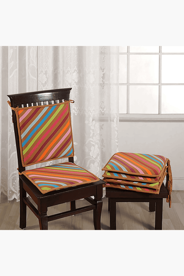 Buy SWAYAM Stripes Chair Pads With Loops Shoppers Stop