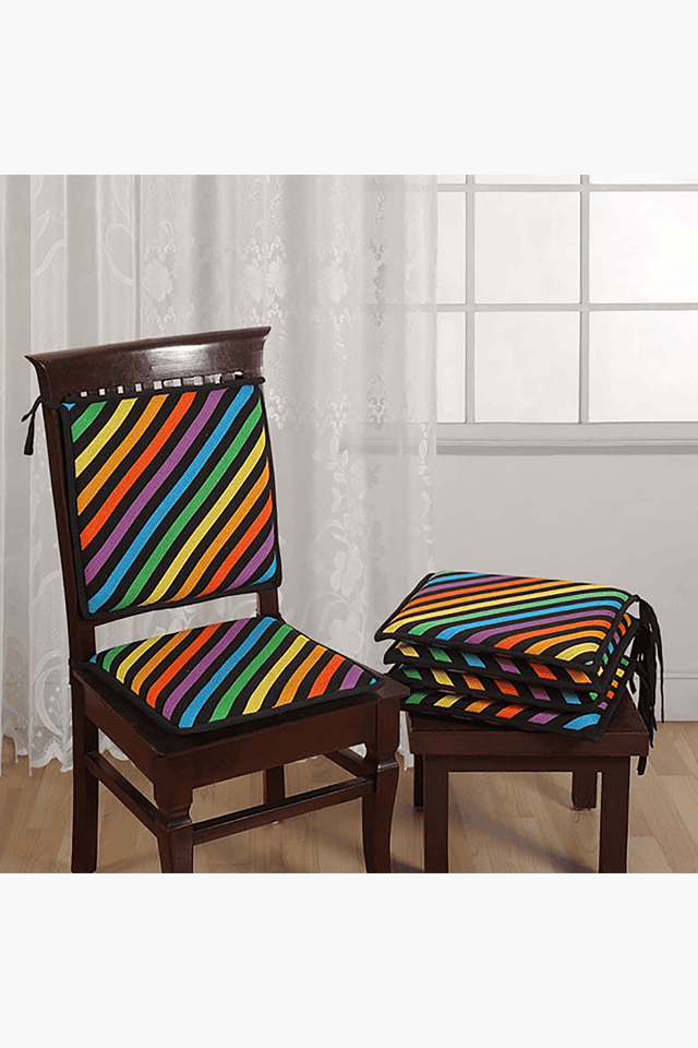 Buy SWAYAM Assorted Stripes Chair Pads With Loops Shoppers Stop