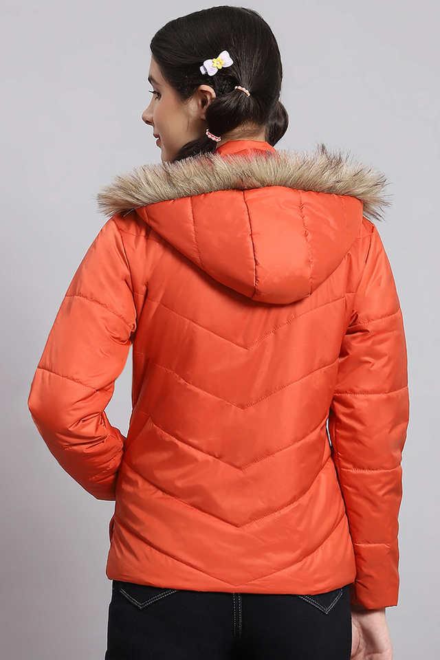 Orange jacket with store fur hood