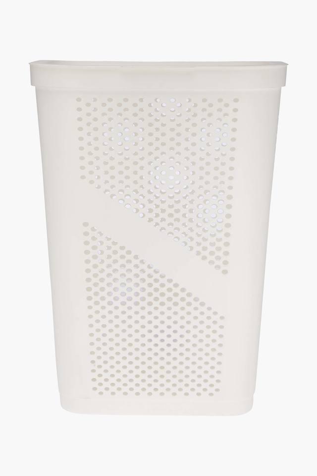 Buy SPREAD White Rectangular Solid Laundry Basket with Lid Shoppers Stop