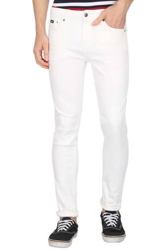 coated jeans with belt loops