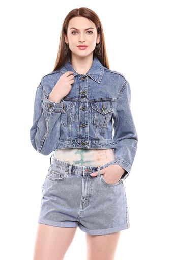 denim crop jacket women