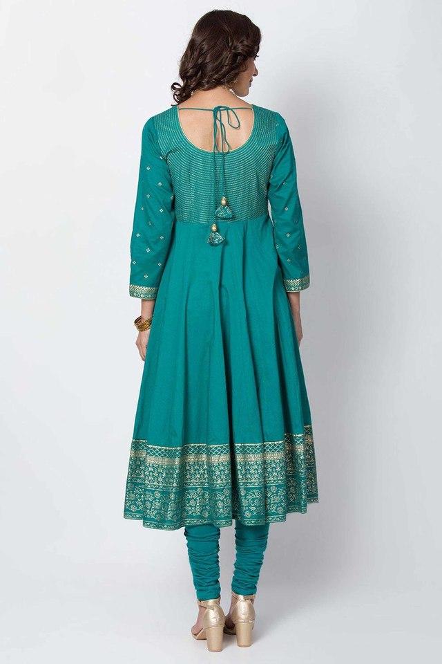 BIBA Pink And Green Cotton Anarkali Suit Set - 12-13 Years in Surat at best  price by Her Kurti Shop - Justdial