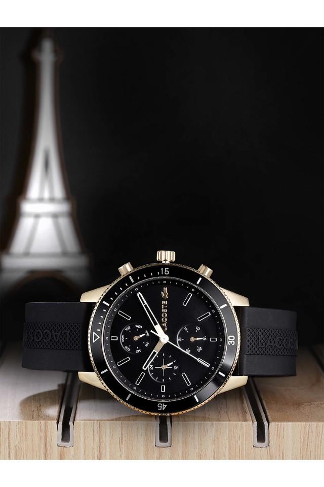 Buy LACOSTE undefined Mens Black Dial Silicone Analogue Watch 2010994 Shoppers Stop