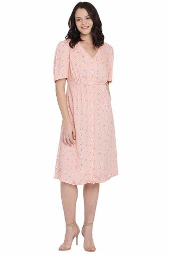 pink button down midi dress