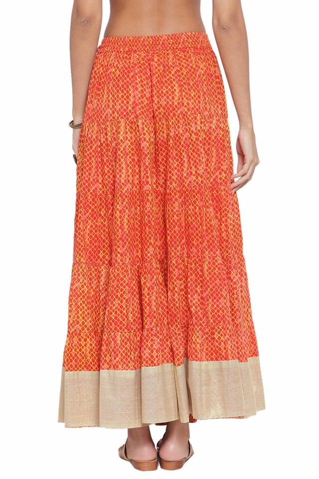 Orange ethnic outlet skirt