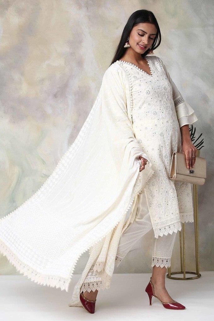 Biba off 2025 white kurta