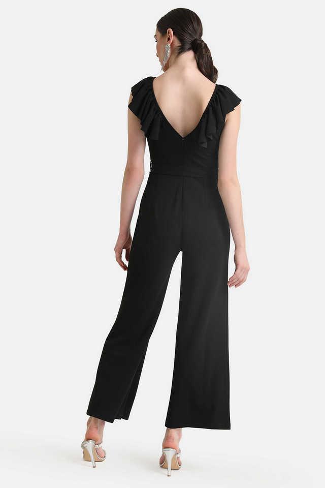 Buy KAZO Green Mix Solid Satin Regular Fit Women's Jumpsuit | Shoppers Stop