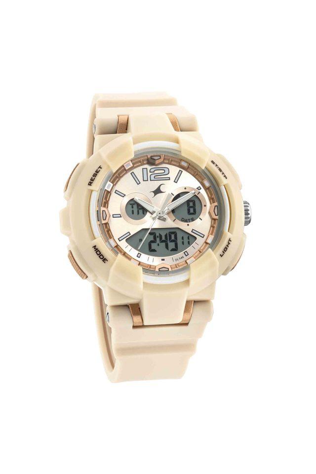 Buy FASTRACK Womens 40 49 mm Street Line Gold Dial Analogue Digital Watch 68016PP03 Shoppers Stop