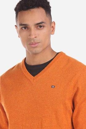 Orange v neck sweater mens store