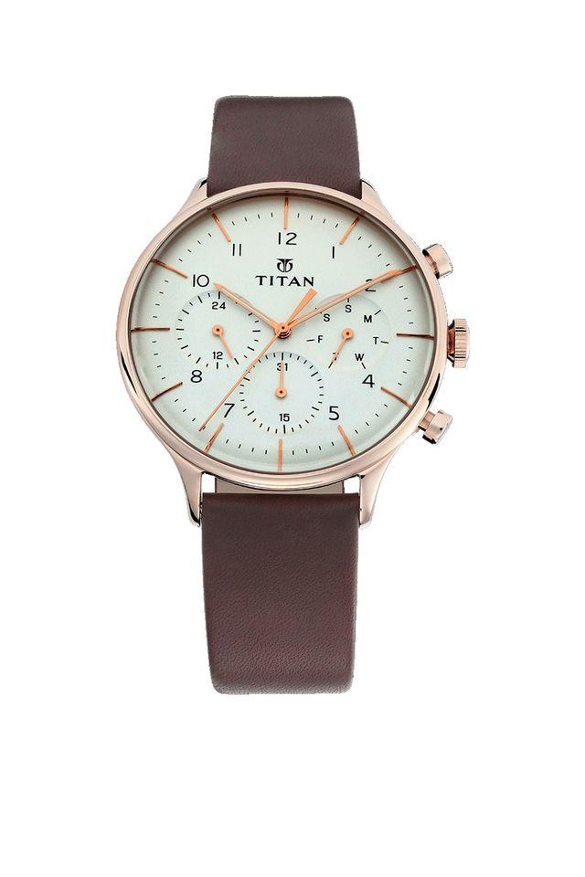 Buy TITAN Mens Multi Function Leather Watch 90102WL01 Shoppers Stop