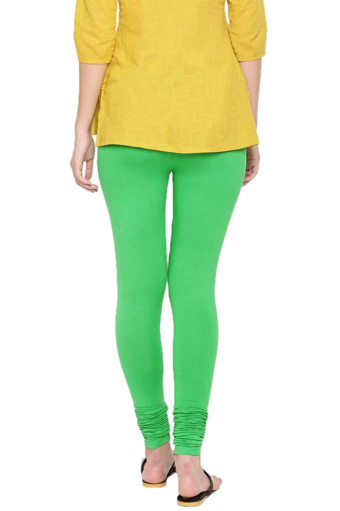 Buy DE MOZA Parrot Green Solid Skinny Fit Cotton Women's Leggings