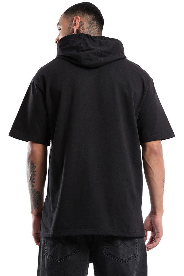 Buy WROGN Black Solid Cotton Hooded Men s T Shirt Shoppers Stop