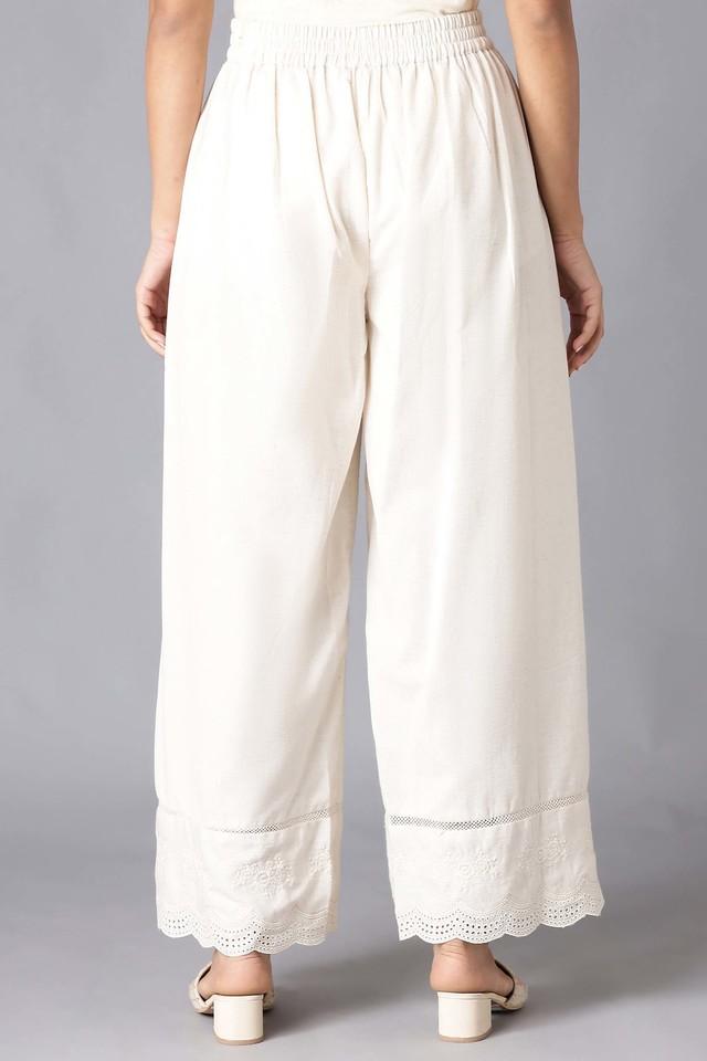 Buy Fablestreet White Cotton Parallel Trousers for Women Online @ Tata CLiQ