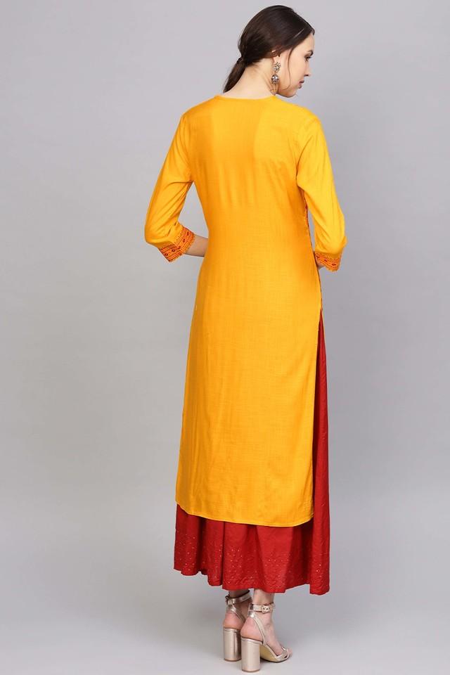 Buy Anubhutee Women Mustard Yellow & Black Pure Cotton Printed