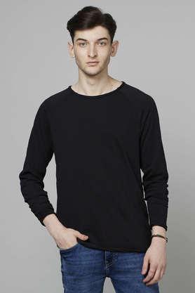 Buy CELIO Black Solid Cotton Crew Neck Men s T Shirt Shoppers Stop