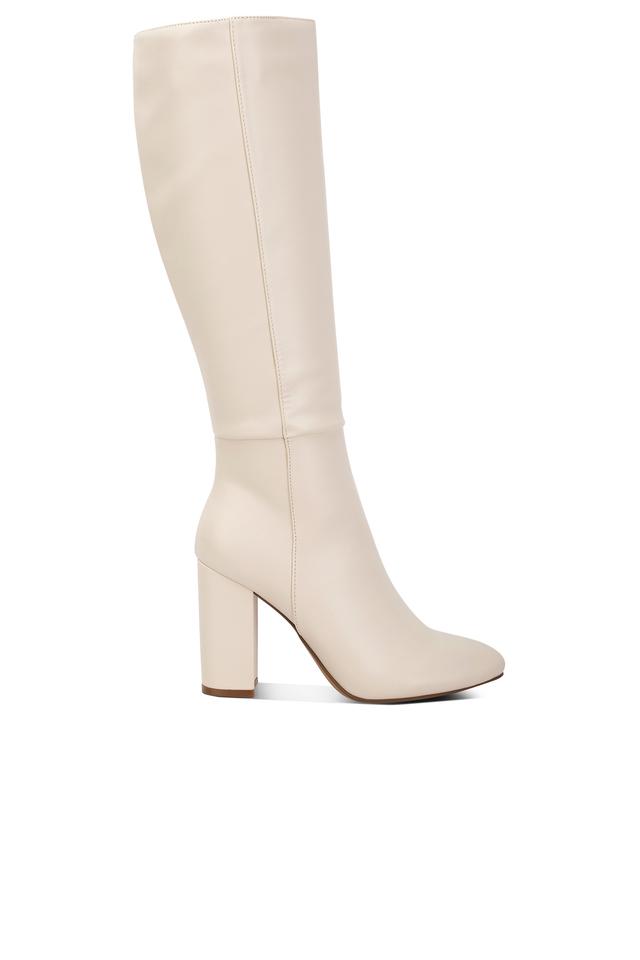 White calf length store boots