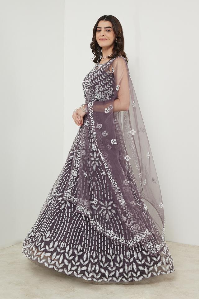 Neeru'S Women Grey Color Nett Fabric Ghagra Set – neerus-india