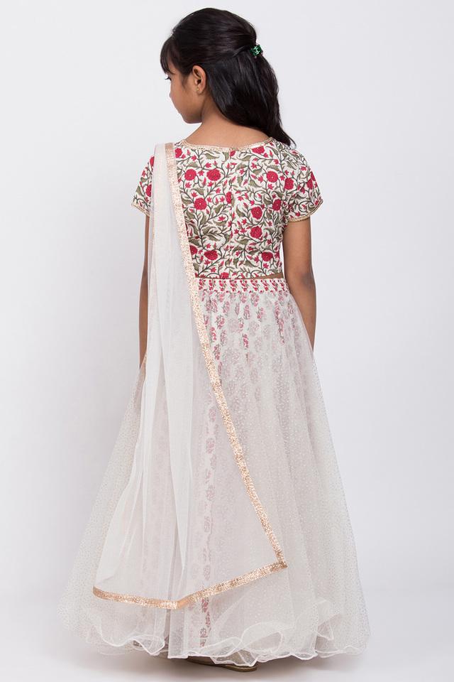 Buy BIBA GIRLS Pink Embroidered Polyester Square Neck Girls Lehenga Choli  Set | Shoppers Stop