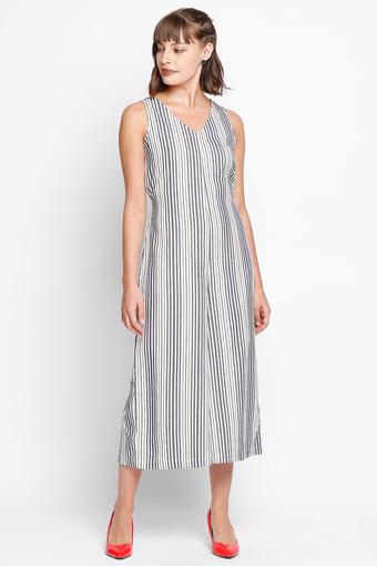 v neck striped jumpsuit