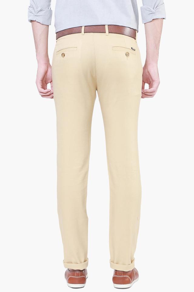 Peter England Casuals Khaki Cotton Slim Fit Trousers