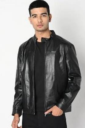 Buy TORTOISE Black Adriano Solid Lightweight Genuine Leather Men's Biker  Jacket