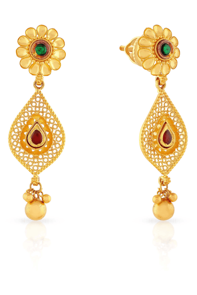 Malabar Gold and Diamonds 22K (916) purity Yellow Gold Malabar Gold Earring  ERTSNO084_Y for Women : Amazon.in: Jewellery