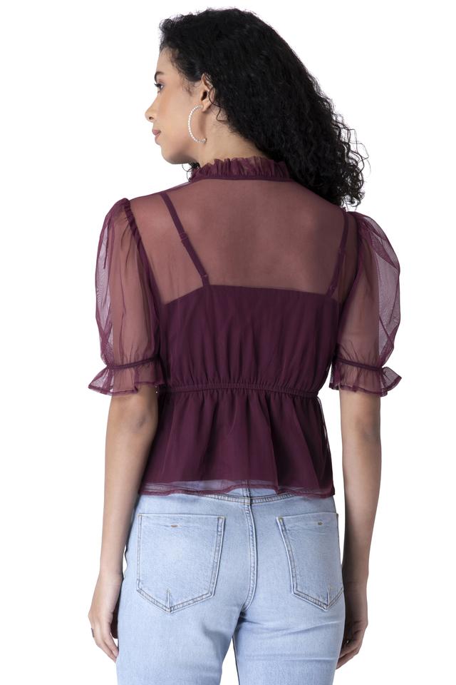 High neck net top sale