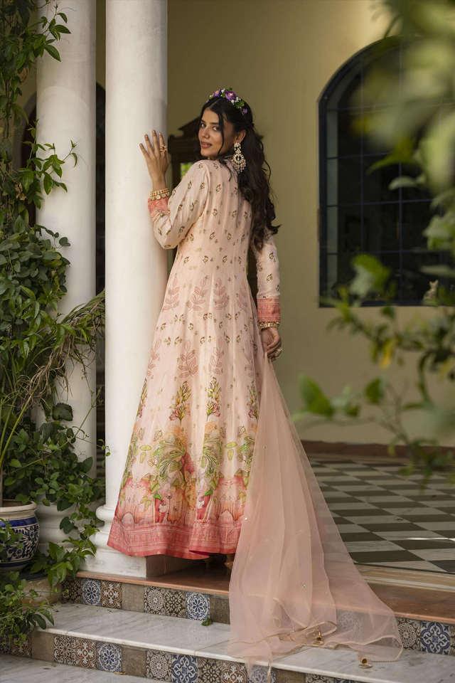 Pink clearance anarkali gown