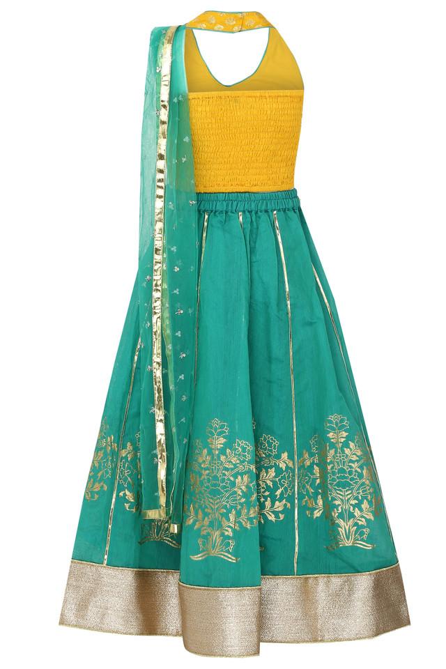 Buy DIVASTRI Blue & Green Woven Design Lehenga Choli - Lehenga Choli for  Women 13922350 | Myntra