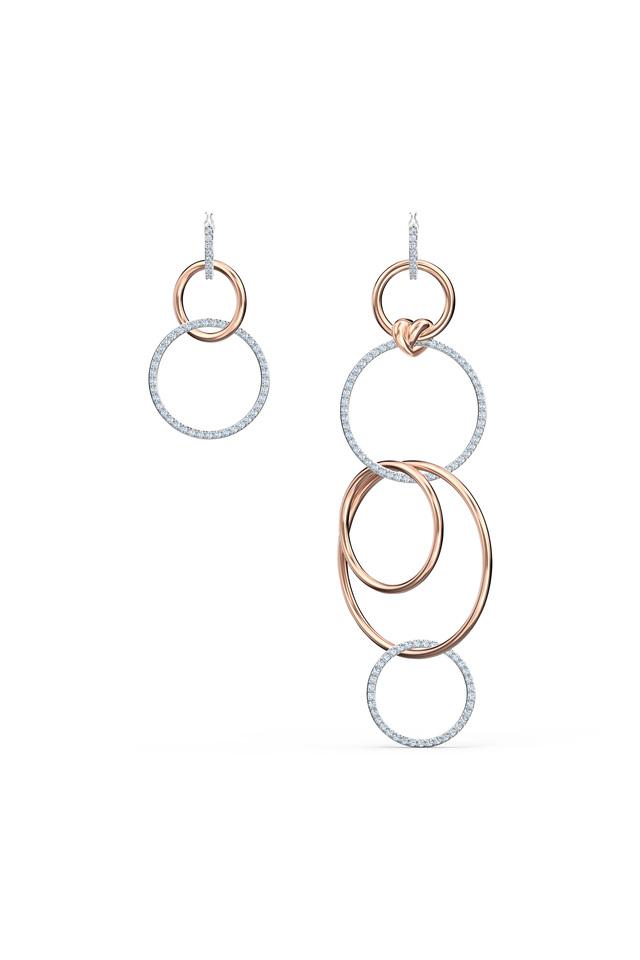 Lifelong Heart drop earrings, Heart, White, Rose gold-tone plated