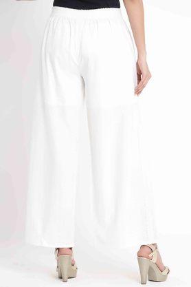 Self Design Cotton Dobby Women's Flared Palazzo Pants