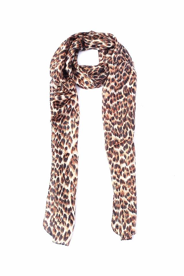 Saint Laurent Leopard-Print Silk-chiffon Scarf - Brown