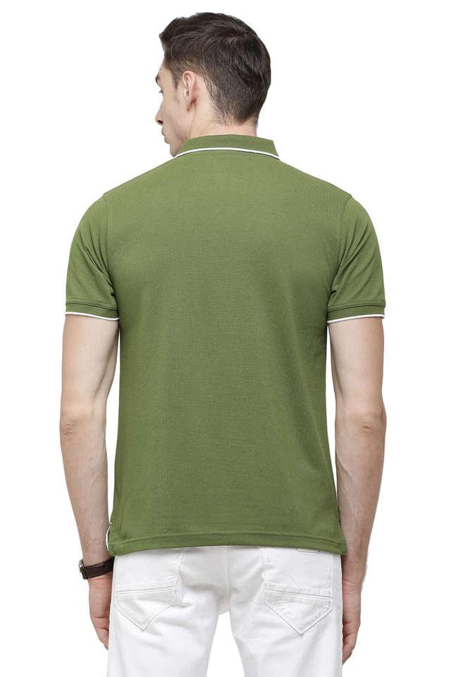 Buy CLASSIC Olive Regular Men\'s Fit Blend Cotton Shoppers T-Shirt | POLO Solid Stop