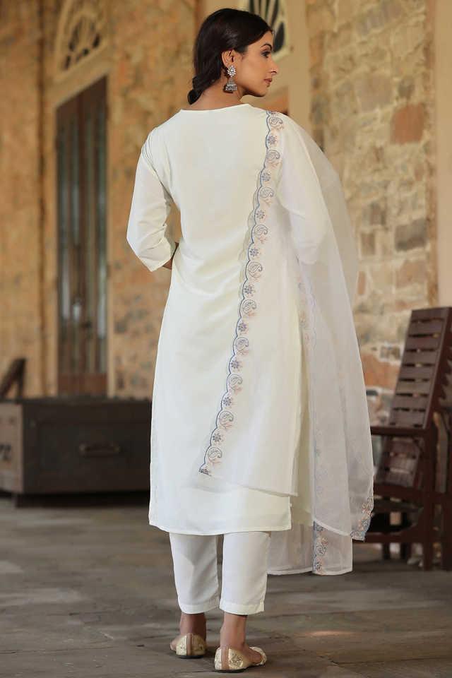 White hotsell silk churidar